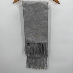 Alpaca Camargo Grey Alpaca Wool Blend Fringed Scarf Embroidered Logo Peru Soft